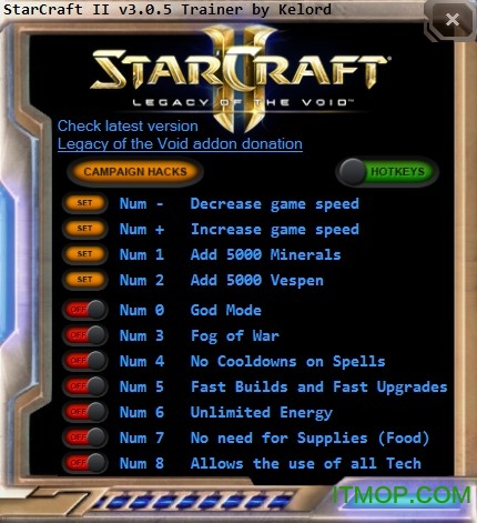 星际争霸2虚空之遗十项修改器v3.0.5 kelord版