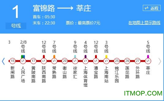 上海地铁线路图1号线2017最新高清版