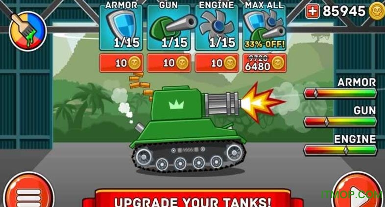 山地坦克大战内购破解版(Hills of Steel)v1.4 安卓无限金币版