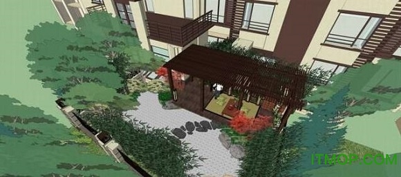草图大师Sketchup日式小院SU模型免费版