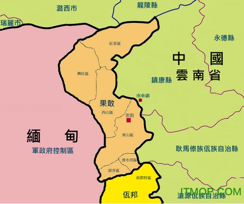 中国边境缅甸果敢地图v2017 高清中文版