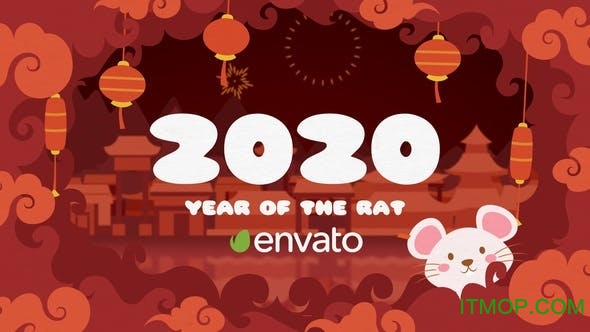 2020鼠年新年卡通喜庆片头AE模板高清aep免费版