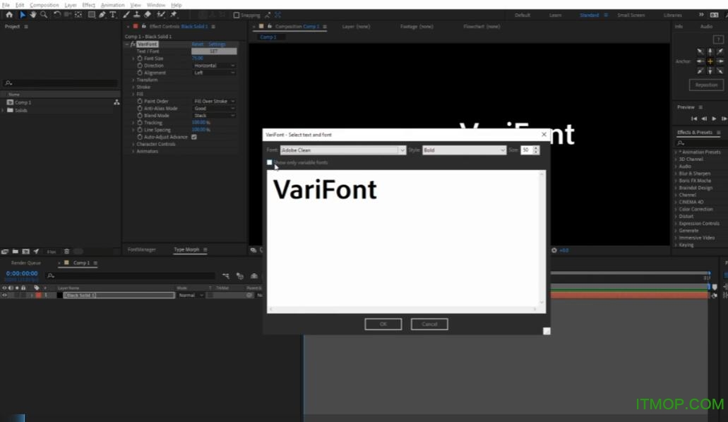 AE字体变换控制插件VariFontv1.0 免费版