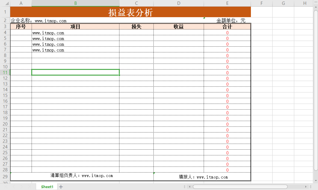 损益表分析最新版免费版