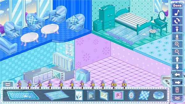 设计冰雪公主娃娃屋游戏